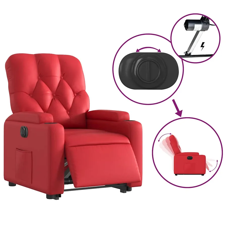 Fauteuil inclinable électrique rouge similicuir - 6
