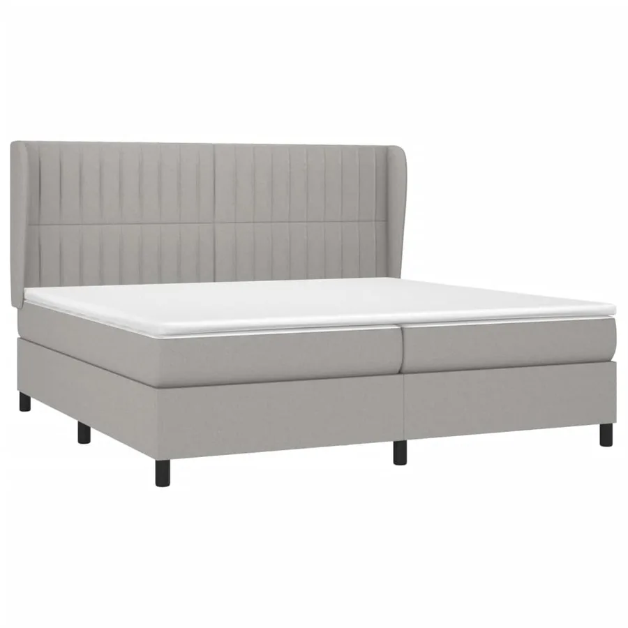Sommier à lattes de lit avec matelas Gris clair 200x200cm Tissu - 3