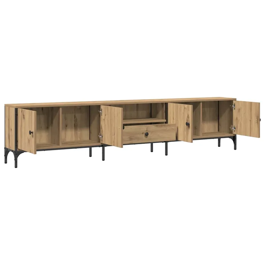 Meuble TV à tiroir chêne artisanal 200x25x44 cm bois ingénierie - 4