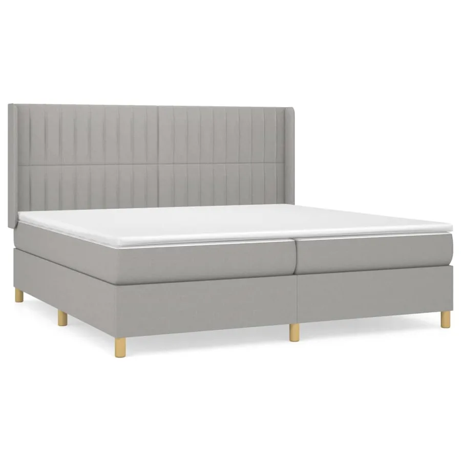 Sommier à lattes de lit avec matelas Gris clair 200x200cm Tissu - 2