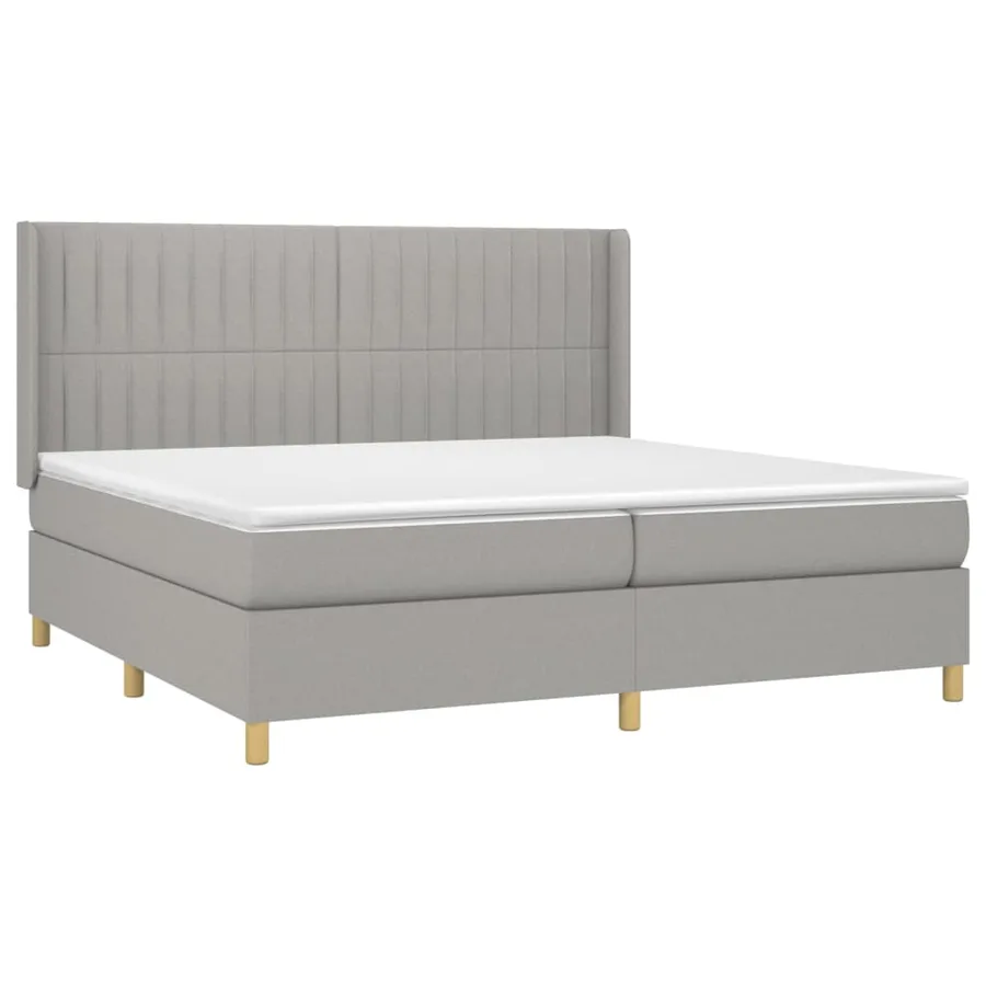Sommier à lattes de lit avec matelas Gris clair 200x200cm Tissu - 3