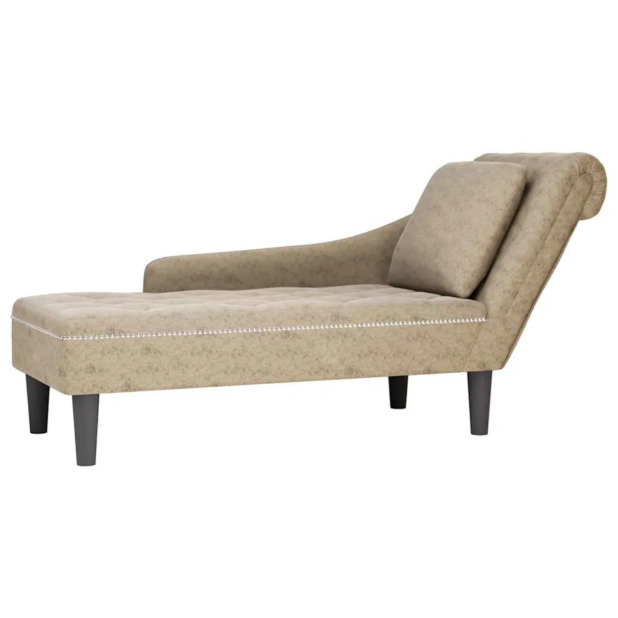 Fauteuil long et coussin/accoudoir droit gris clair simili cuir