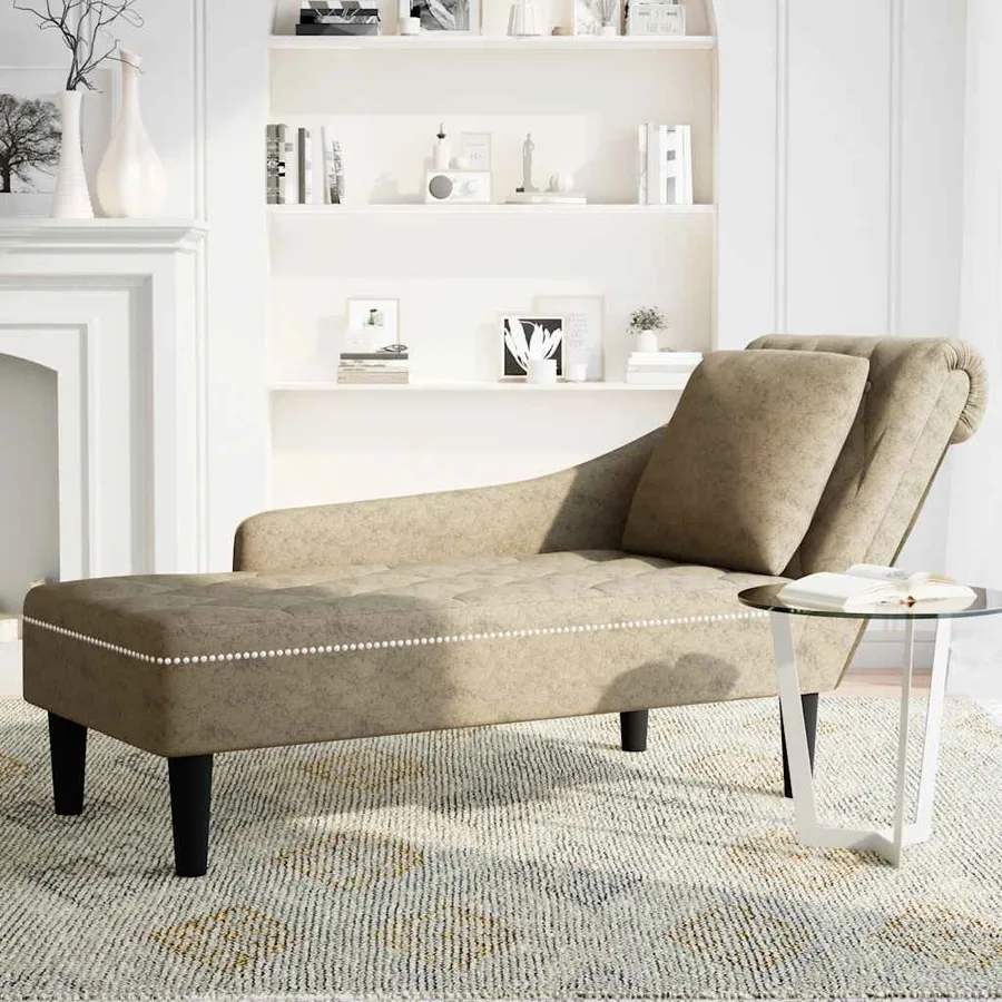 Fauteuil long et coussin/accoudoir droit gris clair simili cuir - 3