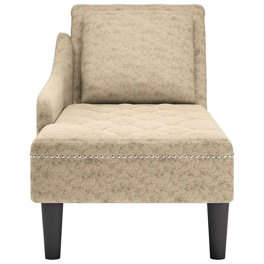 Fauteuil long et coussin/accoudoir droit gris clair simili cuir - 4