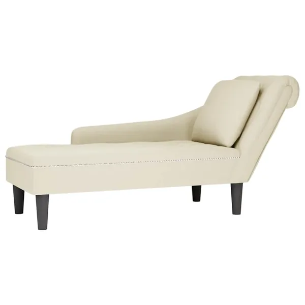 Fauteuil long avec coussin et accoudoir droit crème velours