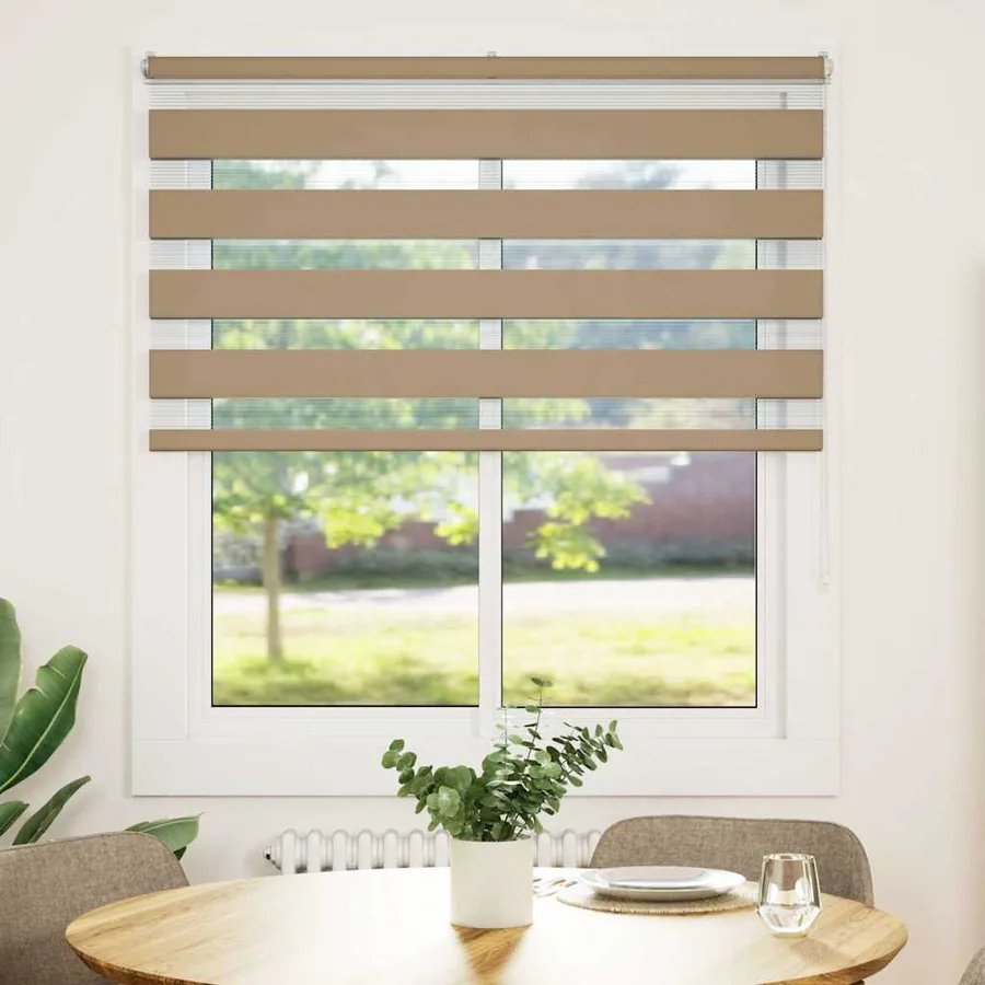 Store zèbre marron sable largeur du tissu 130,9 cm polyester - 2