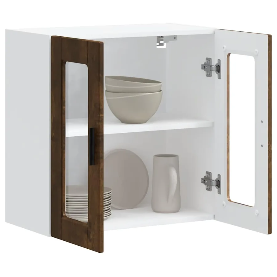 Armoire murale de cuisine avec porte en verre Porto chêne fumé - 3