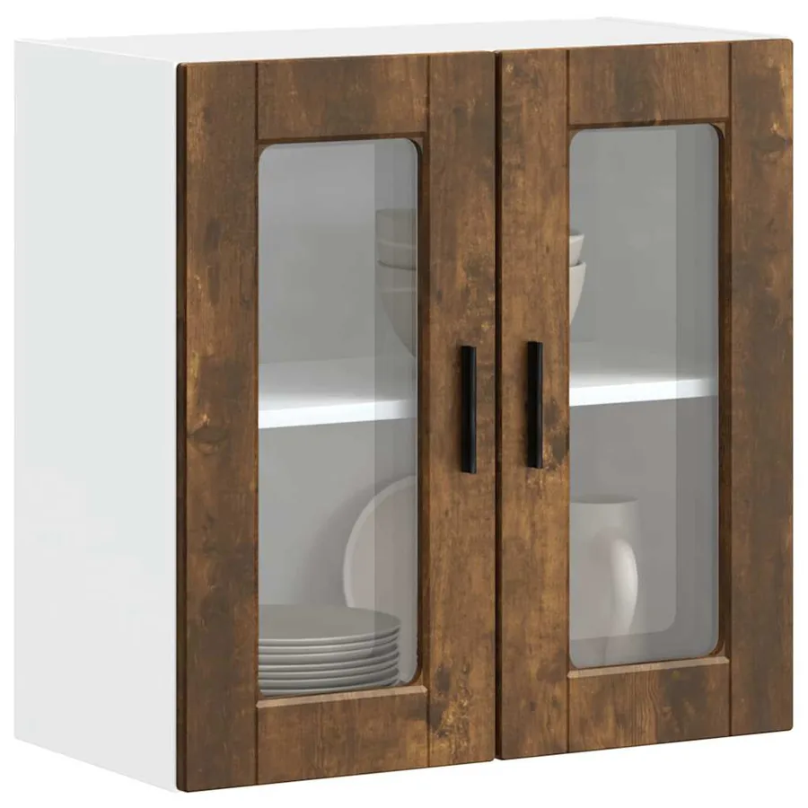 Armoire murale de cuisine avec porte en verre Porto chêne fumé - 4