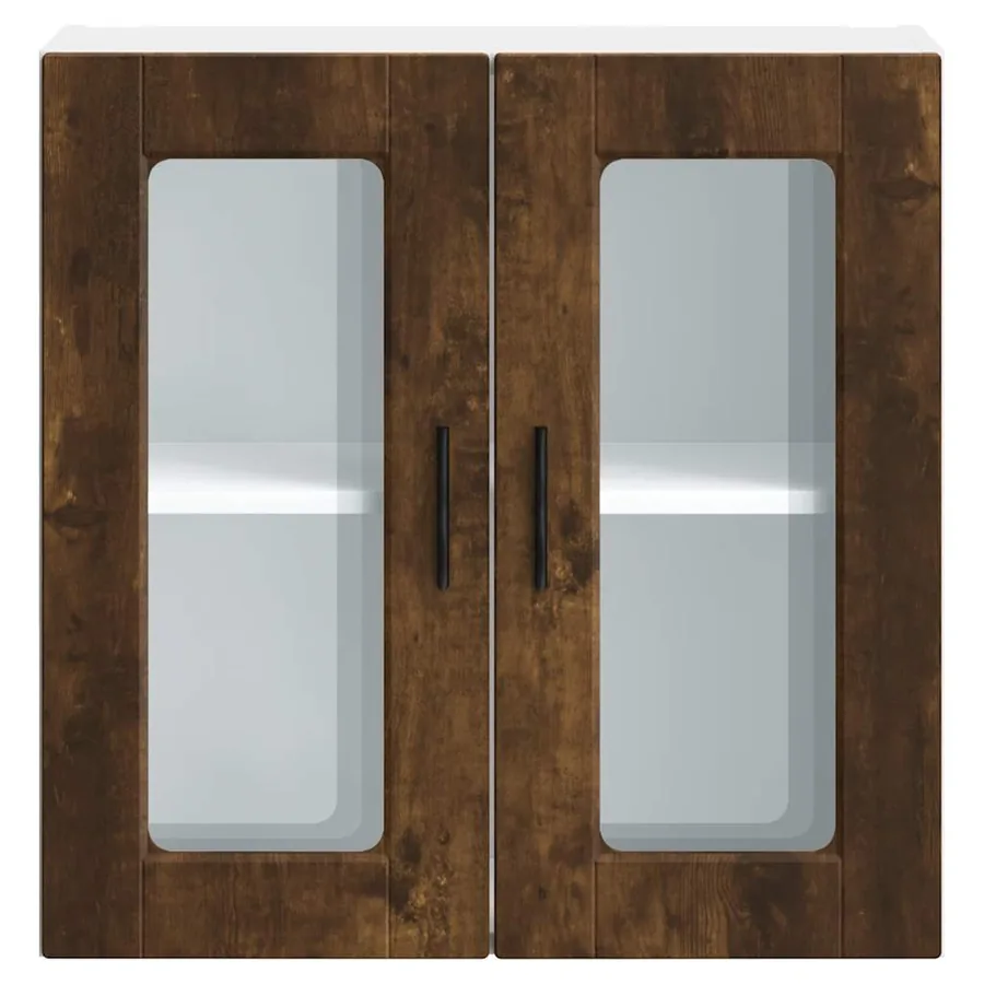 Armoire murale de cuisine avec porte en verre Porto chêne fumé - 6