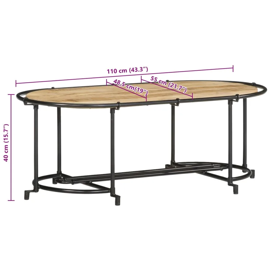 Table basse 110x55x40 cm bois de manguier massif brut - 11