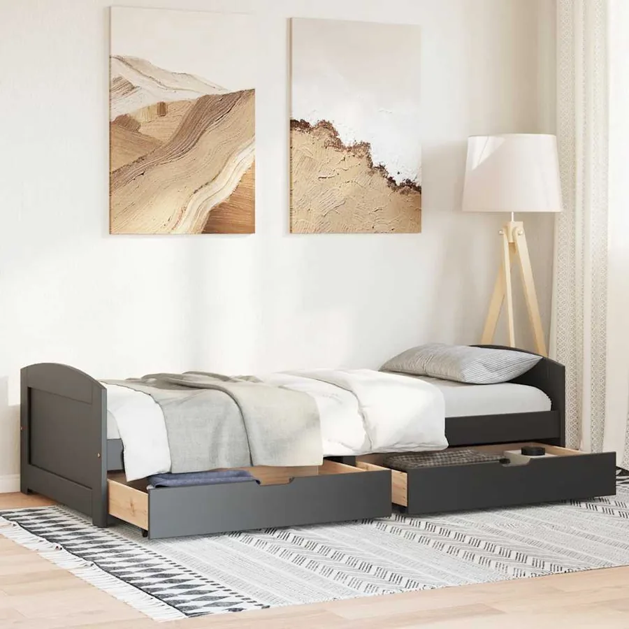 Lit de jour avec 2 tiroirs sans matelas IRUN noir 90x200 cm - 3