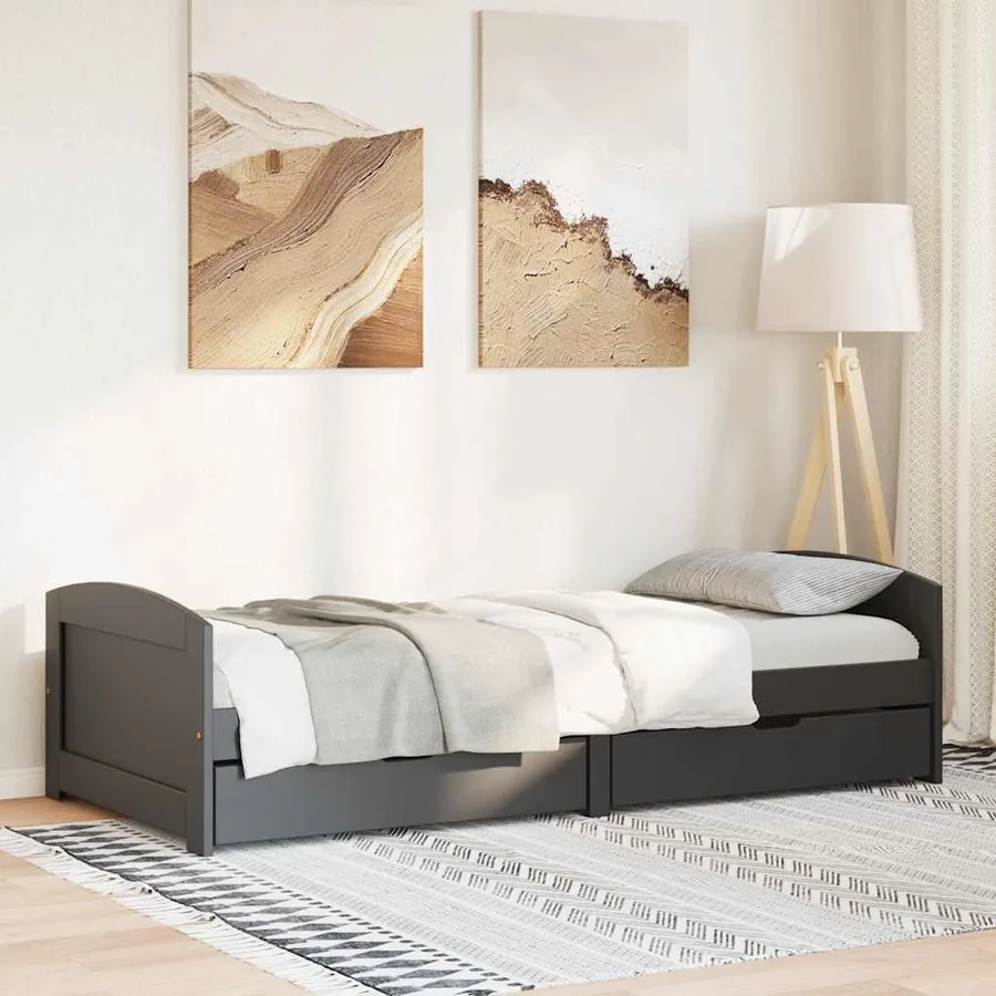 Lit de jour avec 2 tiroirs sans matelas IRUN noir 90x200 cm - 4