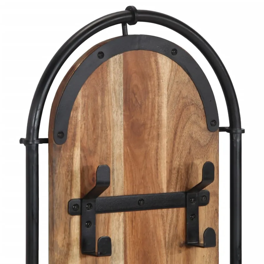 Porte-manteaux muraux et 4 crochets 2 pcs bois massif d'acacia - 7