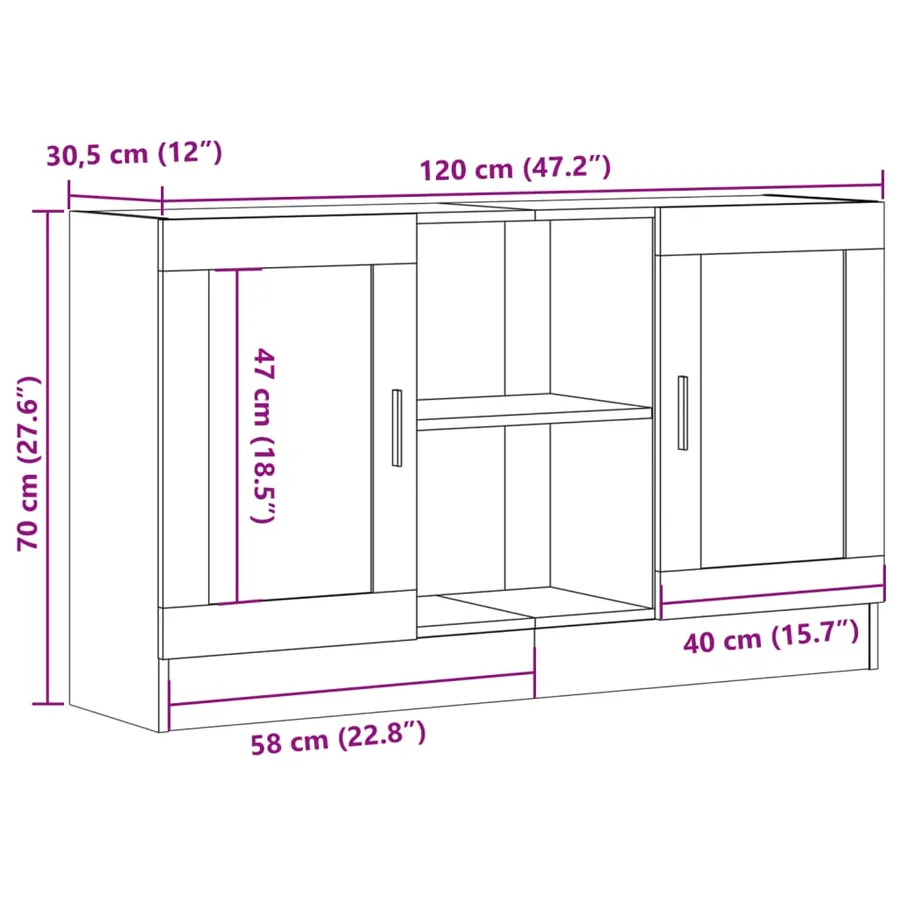 Buffet vieux bois 120x30,5x70 cm bois d'ingénierie - 10