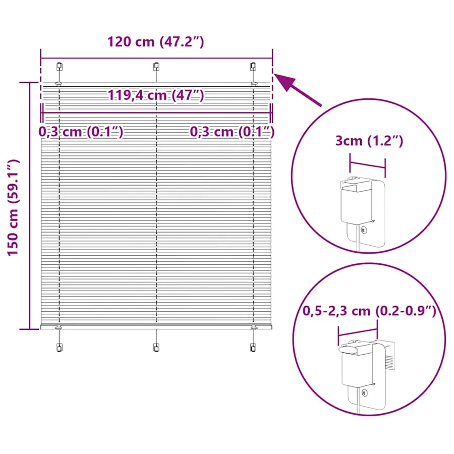 Store plissé gris clair 120x150cm largeur du tissu 119,4cm - 14