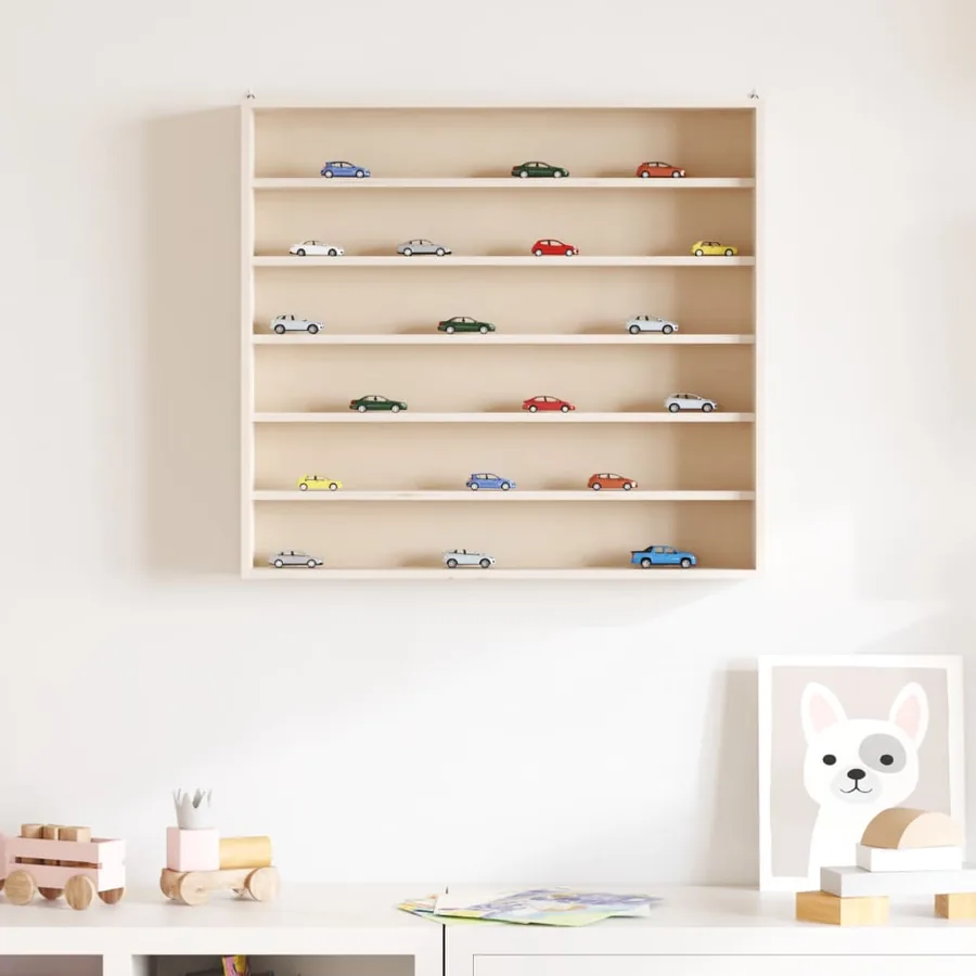 Vitrine de collection en bois avec 6 étagères 60x8,5x55 cm - 3