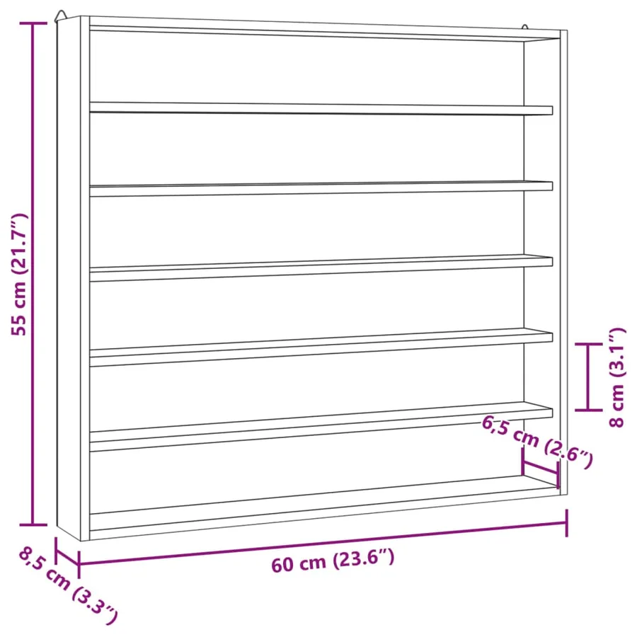 Vitrine de collection en bois avec 6 étagères 60x8,5x55 cm - 9