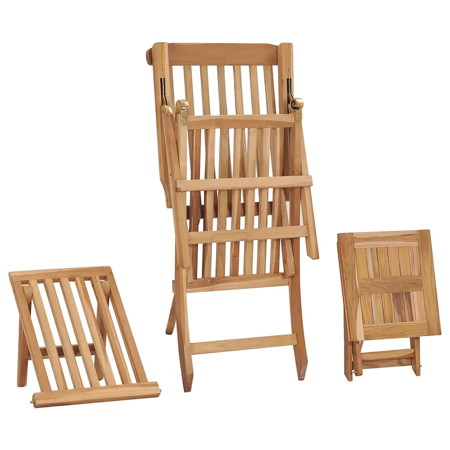 Chaise longue de jardin avec repose-pied et table Bois de teck - 4