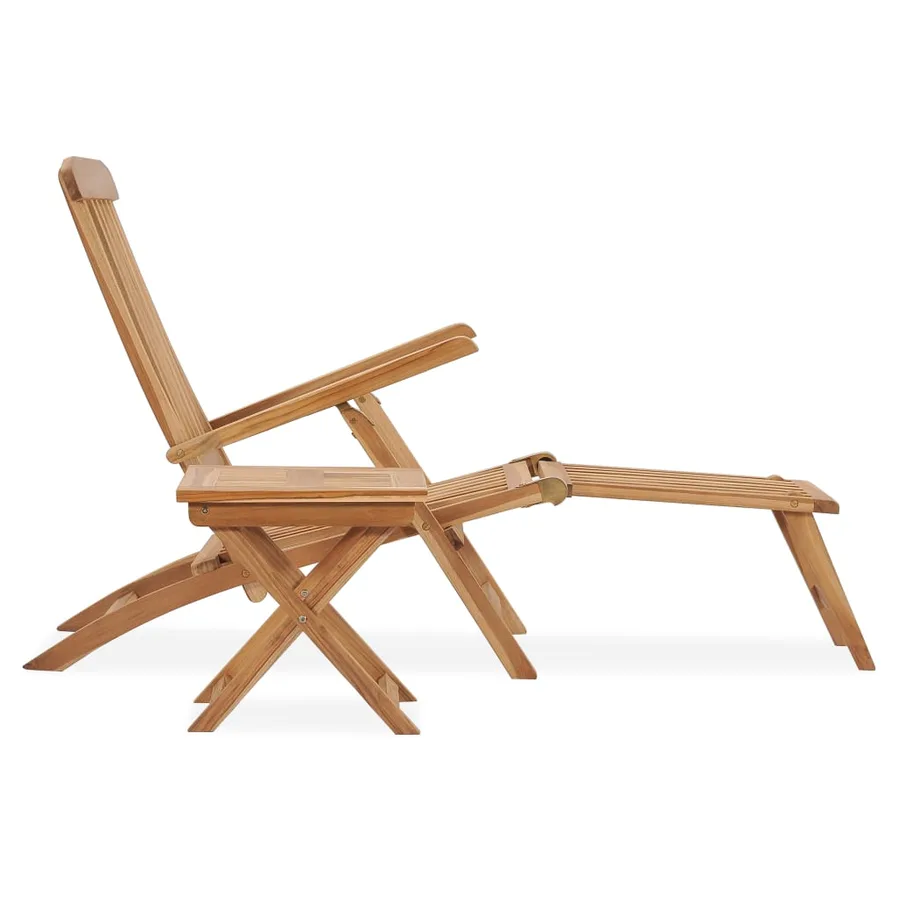 Chaise longue de jardin avec repose-pied et table Bois de teck - 5