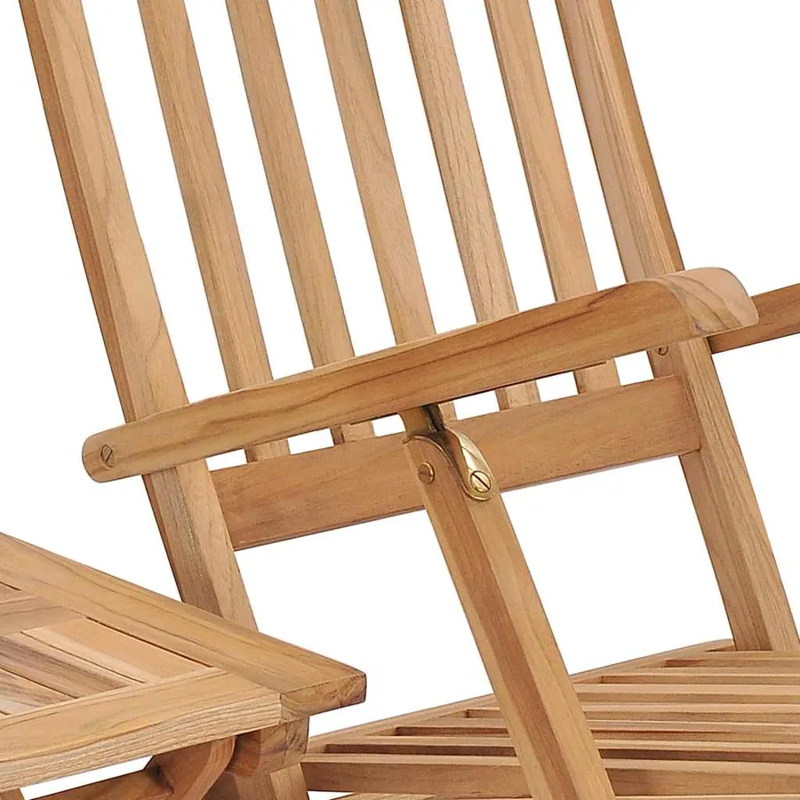 Chaise longue de jardin avec repose-pied et table Bois de teck - 6