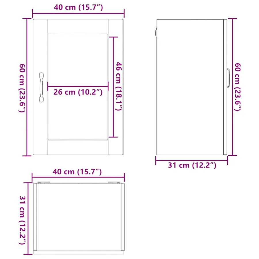 Armoire murale de cuisine avec porte en verre Porto noir - 13