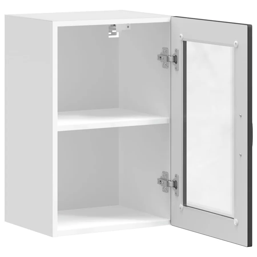 Armoire murale de cuisine avec porte en verre Porto noir - 7
