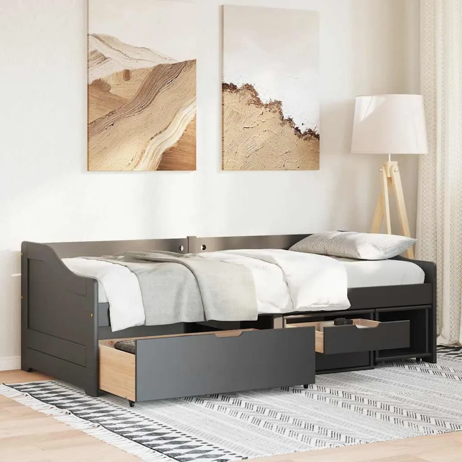 Lit de jour avec 3 tiroirs sans matelas IRUN noir 90x200 cm - 3