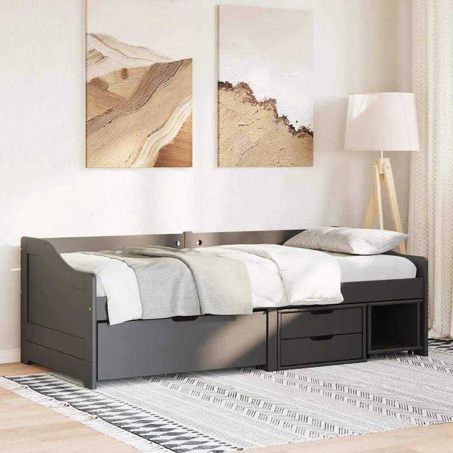 Lit de jour avec 3 tiroirs sans matelas IRUN noir 90x200 cm - 4
