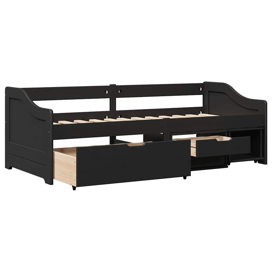 Lit de jour avec 3 tiroirs sans matelas IRUN noir 90x200 cm - 6