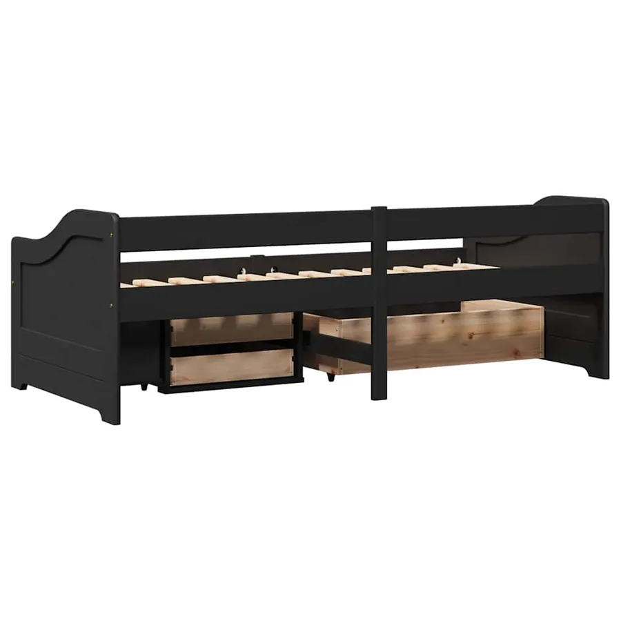 Lit de jour avec 3 tiroirs sans matelas IRUN noir 90x200 cm - 8