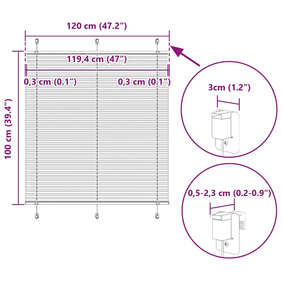 Store plissé vert pétrole 120x100cm largeur du tissu 119,4cm - 14