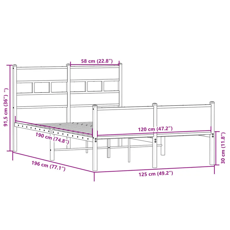 Cadre de lit sans matelas chêne sonoma 120x190 cm - 9