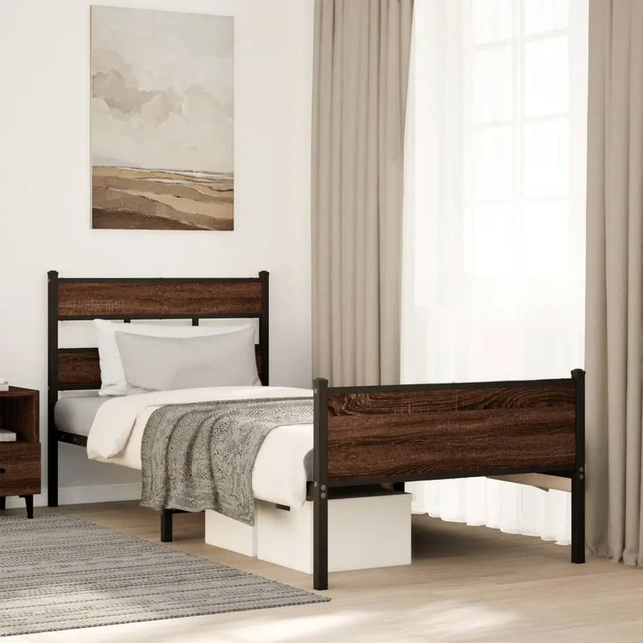 Cadre de lit sans matelas chêne marron 107x203 cm