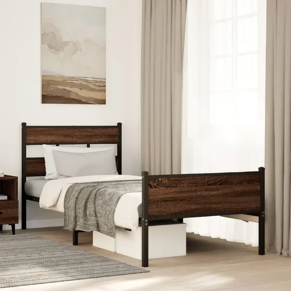 Cadre de lit sans matelas chêne marron 107x203 cm