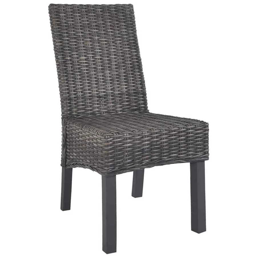 Chaises à manger lot de 2 marron rotin kubu et bois d'acajou - 2