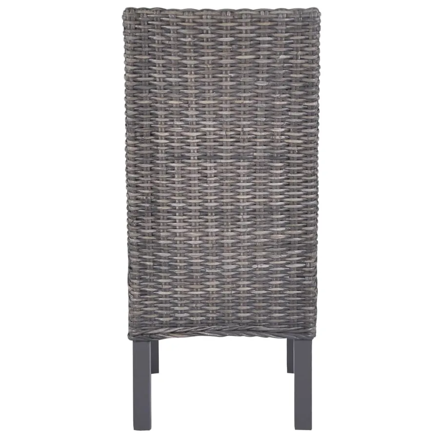 Chaises à manger lot de 2 marron rotin kubu et bois d'acajou - 5