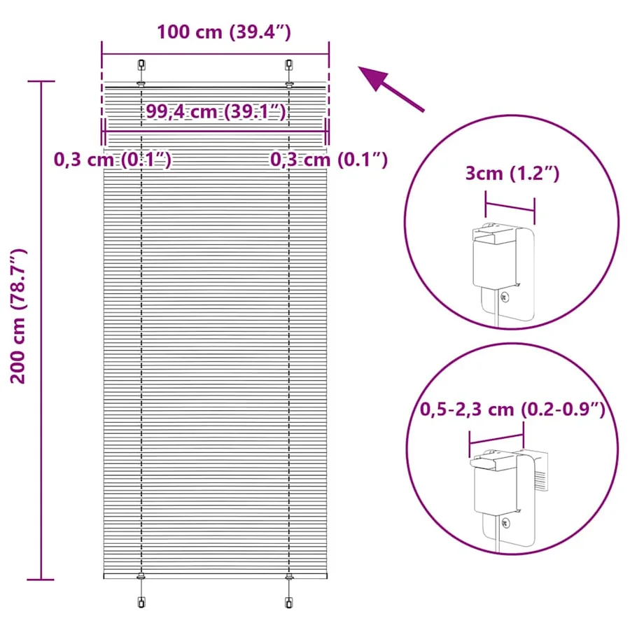 Store plissé gris clair 100x200cm largeur du tissu 99,4 cm - 14