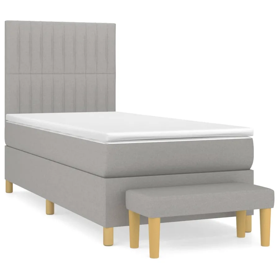Sommier à lattes de lit avec matelas Gris clair 100x200cm Tissu - 2