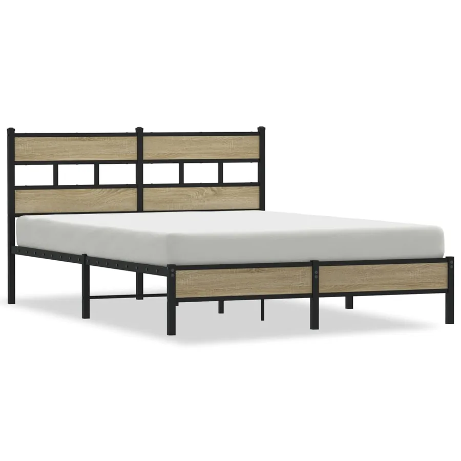 Cadre de lit sans matelas chêne sonoma 137x190 cm - 2