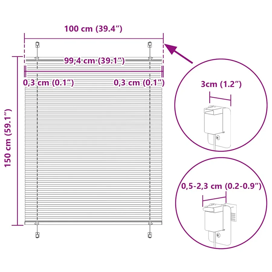 Store plissé crème 100x150 cm largeur du tissu 99,4cm polyester - 14