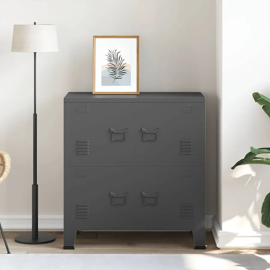 Coffre de rangement industriel Anthracite 75x40x80 cm Acier - 3