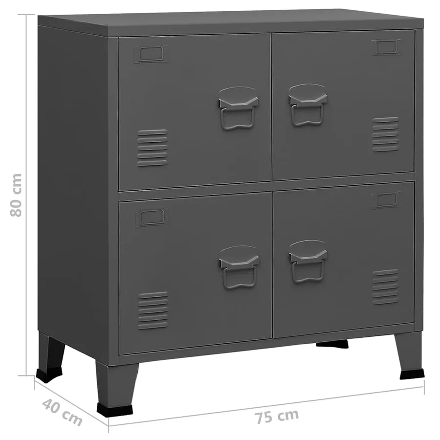Coffre de rangement industriel Anthracite 75x40x80 cm Acier - 9