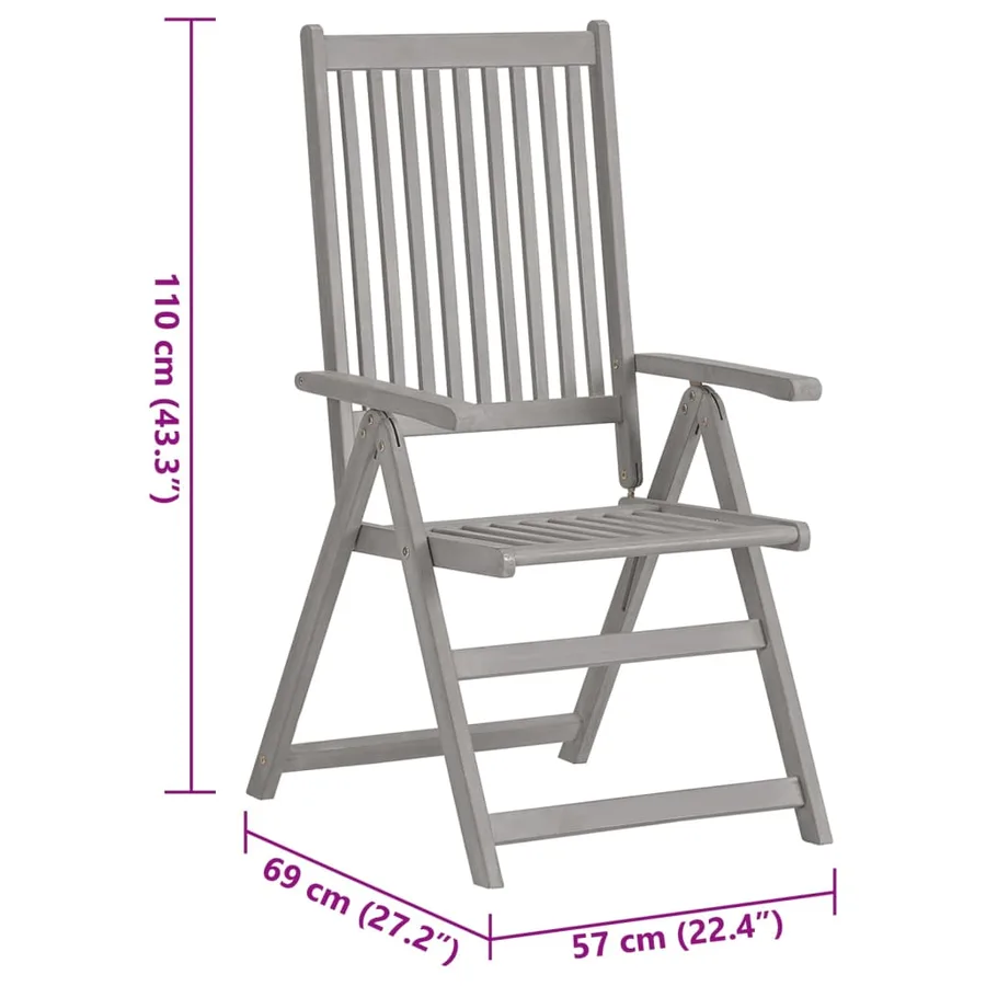 Chaises inclinables de jardin lot de 2 et coussins Bois acacia - 9