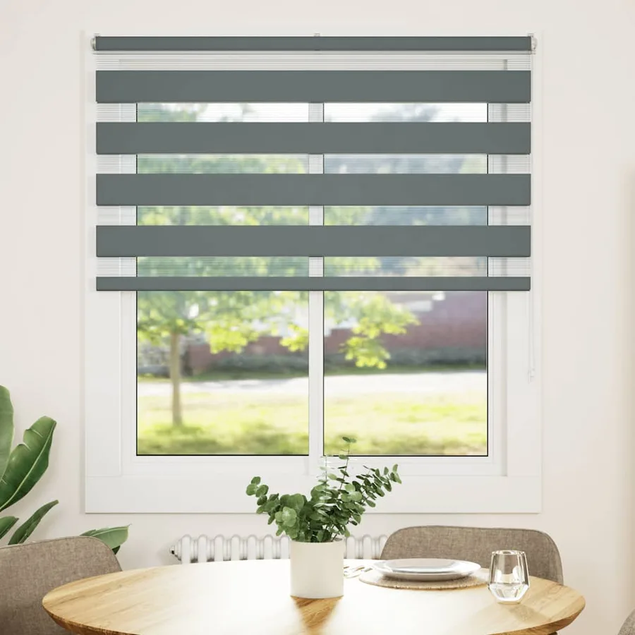 Store zèbre gris foncé largeur du tissu 115,9 cm polyester - 2