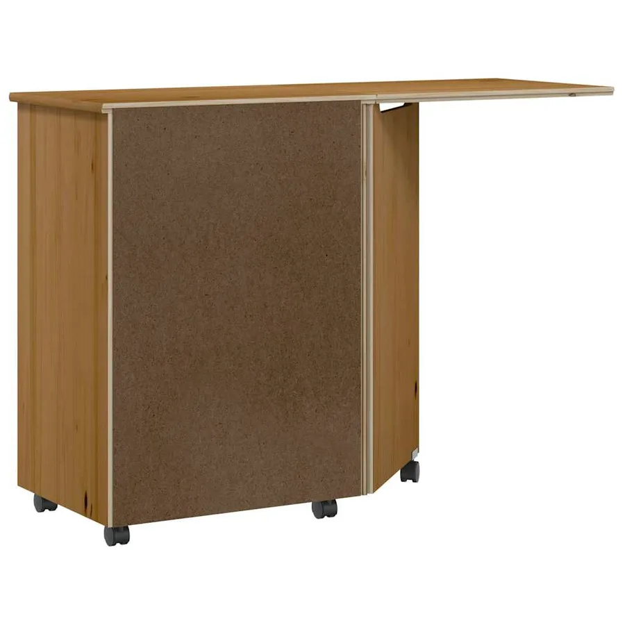 Armoire roulante avec bureau MOSS marron miel bois de pin - 5