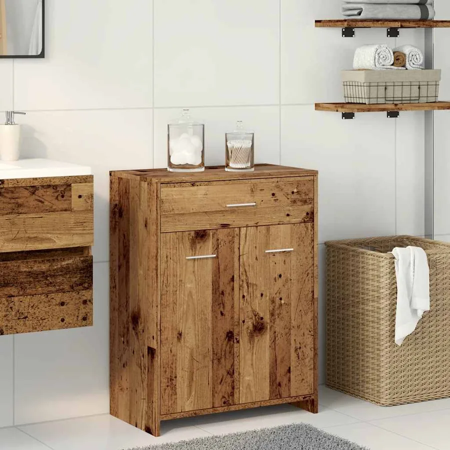 Armoire de salle de bain vieux bois 60x33x80 cm bois ingénierie - 3
