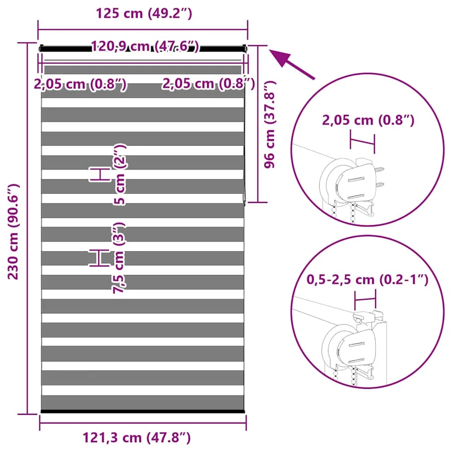 Store zèbre noir 125x230 cm largeur du tissu 120,9 cm polyester - 16