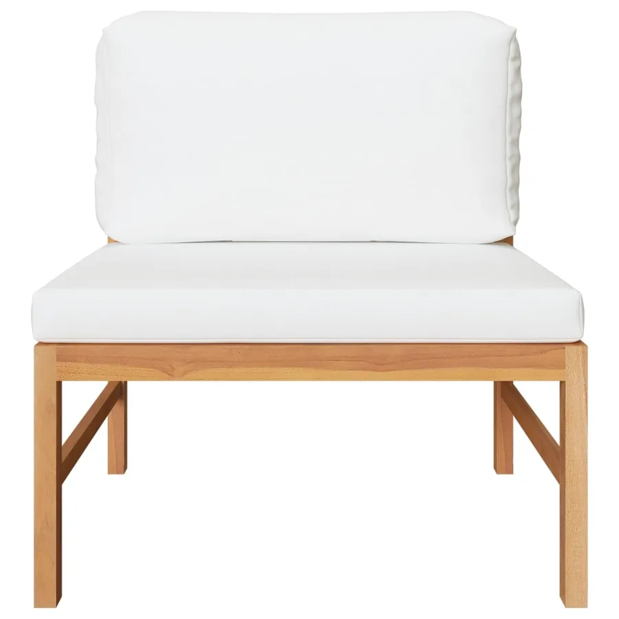 Salon de jardin 3 pcs avec coussins crème Bois de teck - 3