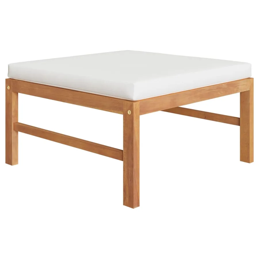 Salon de jardin 3 pcs avec coussins crème Bois de teck - 4