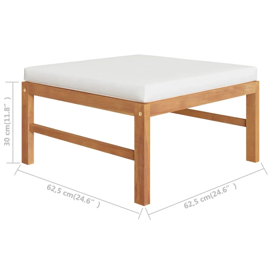 Salon de jardin 3 pcs avec coussins crème Bois de teck - 9
